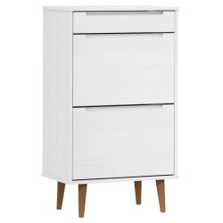 vidaXL Zapatero MOLDE madera maciza de pino blanco 59,5x35x103 cm