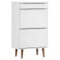 vidaXL Zapatero MOLDE madera maciza de pino blanco 59,5x35x103 cm