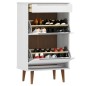 vidaXL Zapatero MOLDE madera maciza de pino blanco 59,5x35x103 cm