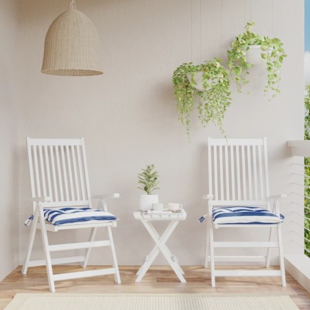 vidaXL Cojines de silla 2 uds tela a rayas azul y blanco 40x40x7 cm