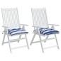 vidaXL Cojines de silla 2 uds tela a rayas azul y blanco 40x40x7 cm
