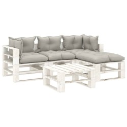 vidaXL Set de muebles de palets de jardín 5 pzas madera cojines taupe
