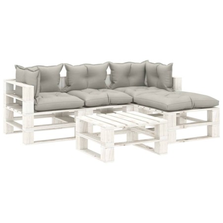 vidaXL Set de muebles de palets de jardín 5 pzas madera cojines taupe