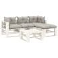 vidaXL Set de muebles de palets de jardín 5 pzas madera cojines taupe vidaXL Set de muebles de palets de jardín 5 pzas madera cojines taupe