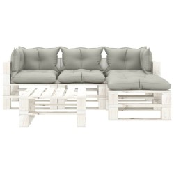 vidaXL Set de muebles de palets de jardín 5 pzas madera cojines taupe