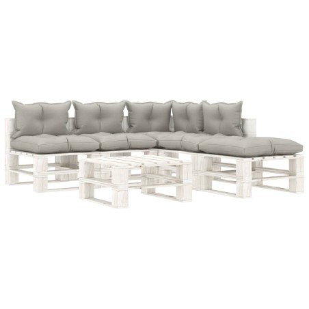 vidaXL Muebles de palets de jardín 6 pzas madera cojines taupe