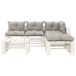 vidaXL Muebles de palets de jardín 6 pzas madera cojines taupe