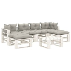 vidaXL Set muebles de palets de jardín 7 pzas madera cojines taupe