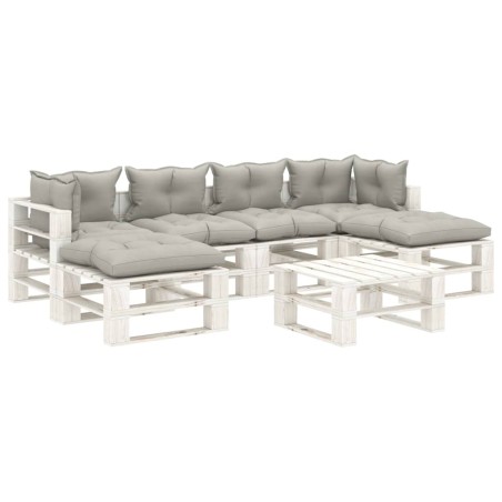 vidaXL Set muebles de palets de jardín 7 pzas madera cojines taupe