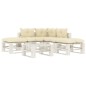 vidaXL Set muebles de palets de jardín 6 pzas madera con cojines crema vidaXL Set muebles de palets de jardín 6 pzas madera con cojines crema