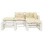 vidaXL Set muebles de palets de jardín 6 pzas madera con cojines crema vidaXL Set muebles de palets de jardín 6 pzas madera con cojines crema