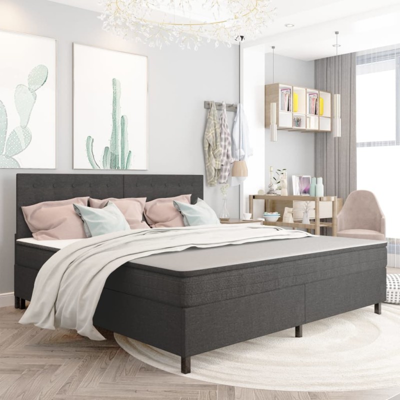 vidaXL Cama box spring tela gris oscuro 200x200 cm vidaXL Cama box spring tela gris oscuro 200x200 cm