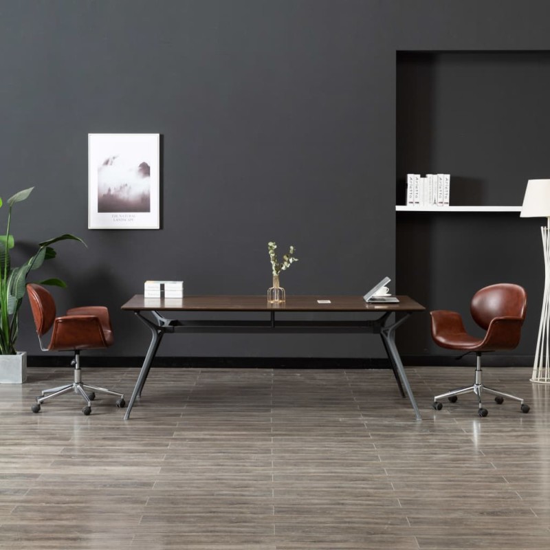 vidaXL Silla de oficina giratoria de cuero sintético marrón vidaXL Silla de oficina giratoria de cuero sintético marrón