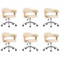 vidaXL Sillas de comedor giratorias 6 uds cuero sintético color crema vidaXL Sillas de comedor giratorias 6 uds cuero sintético color crema
