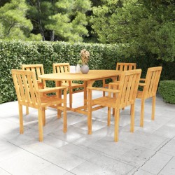 vidaXL Conjunto de comedor de jardín 7 piezas madera maciza de teca