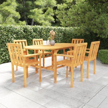 vidaXL Conjunto de comedor de jardín 7 piezas madera maciza de teca