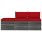 vidaXL Muebles de jardín de palets 3 piezas cojines madera maciza pino vidaXL Muebles de jardín de palets 3 piezas cojines madera maciza pino