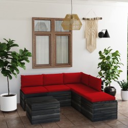 vidaXL Muebles de palets para jardín 6 pzas con cojines madera de pino