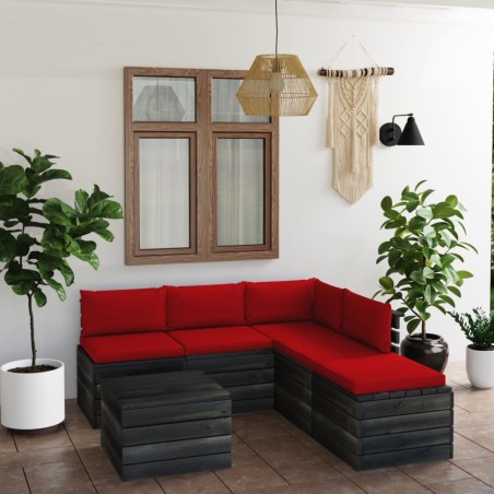 vidaXL Muebles de palets para jardín 6 pzas con cojines madera de pino