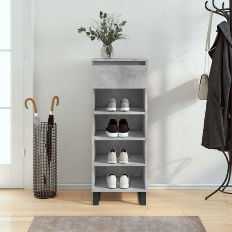 vidaXL Mueble zapatero madera contrachapada gris hormigón 40x36x105 cm