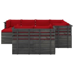 vidaXL Muebles de palets de jardín 10 pzas cojines madera maciza pino