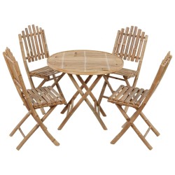 vidaXL Set de comedor de jardín plegable 5 piezas con cojines bambú