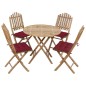 vidaXL Set de comedor de jardín plegable 5 piezas con cojines bambú vidaXL Set de comedor de jardín plegable 5 piezas con cojines bambú