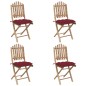 vidaXL Set de comedor de jardín plegable 5 piezas con cojines bambú vidaXL Set de comedor de jardín plegable 5 piezas con cojines bambú