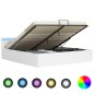vidaXL Cama canapé hidráulica con LED cuero sintético blanco 160x200cm vidaXL Cama canapé hidráulica con LED cuero sintético blanco 160x200cm
