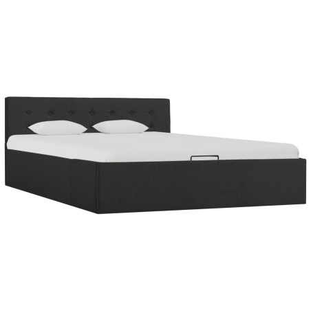 vidaXL Cama canapé hidráulica almacenaje tela gris oscuro 140x200 cm 