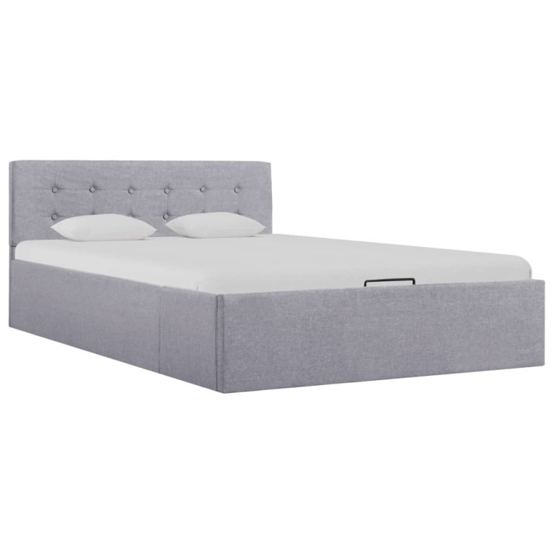 vidaXL Cama canapé hidráulica con almacenaje tela gris claro 120x200cm vidaXL Cama canapé hidráulica con almacenaje tela gris claro 120x200cm