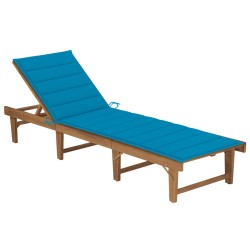 vidaXL Tumbona plegable con cojín madera maciza de acacia 