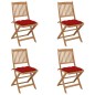 vidaXL Sillas de jardín plegables 4 uds y cojines madera maciza acacia