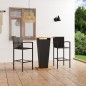 vidaXL Conjunto de bar para jardín 3 piezas negro vidaXL Conjunto de bar para jardín 3 piezas negro