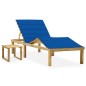 vidaXL Tumbona de jardín con mesa y cojín de madera de pino impregnada vidaXL Tumbona de jardín con mesa y cojín de madera de pino impregnada