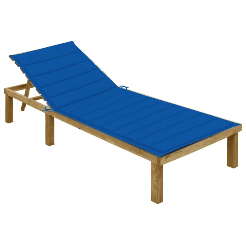 vidaXL Tumbona con cojín azul royal madera de pino impregnada