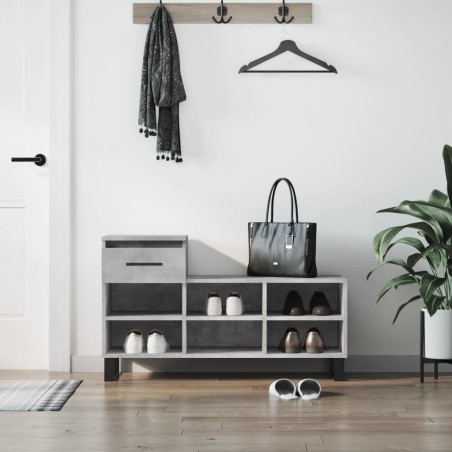 vidaXL Mueble zapatero madera contrachapada gris hormigón 102x36x60 cm