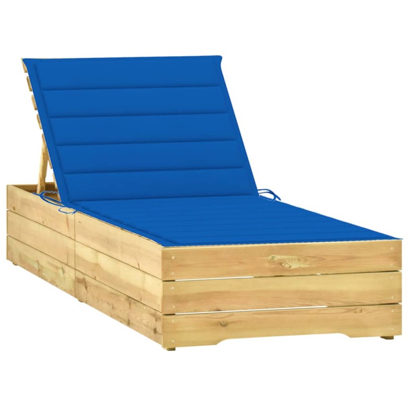 vidaXL Tumbona con cojín azul royal madera de pino impregnada vidaXL Tumbona con cojín azul royal madera de pino impregnada