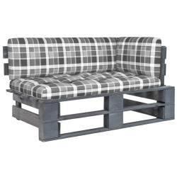 vidaXL Sofá de jardín esquina de palets madera de pino impregnada gris