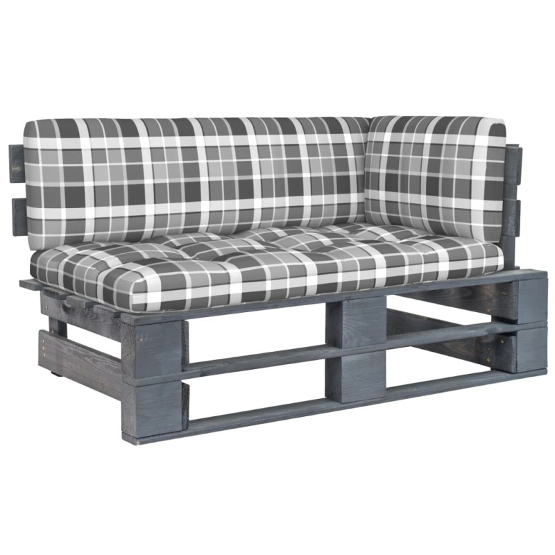 vidaXL Sofá de jardín esquina de palets madera de pino impregnada gris vidaXL Sofá de jardín esquina de palets madera de pino impregnada gris