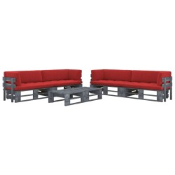 vidaXL Muebles de palets 6 pzas y cojines madera pino impregnada gris
