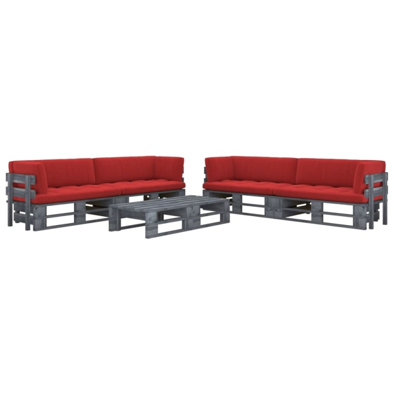 vidaXL Muebles de palets 6 pzas y cojines madera pino impregnada gris