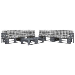 vidaXL Muebles de palets 6 pzas y cojines madera pino impregnada gris