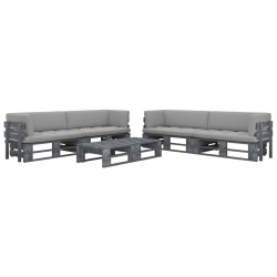 vidaXL Muebles de palets 6 pzas y cojines madera pino impregnada gris