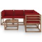 vidaXL Set de muebles de jardín 6 pzs madera impregnada cojines rojos vidaXL Set de muebles de jardín 6 pzs madera impregnada cojines rojos
