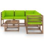 vidaXL Set de muebles de jardín 6 pzs madera impregnada cojines verde vidaXL Set de muebles de jardín 6 pzs madera impregnada cojines verde