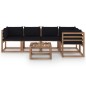 vidaXL Muebles de jardín de palets 6 pzs con cojines madera impregnada