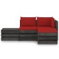 vidaXL Muebles de jardín 4 piezas con cojines madera impregnada gris vidaXL Muebles de jardín 4 piezas con cojines madera impregnada gris