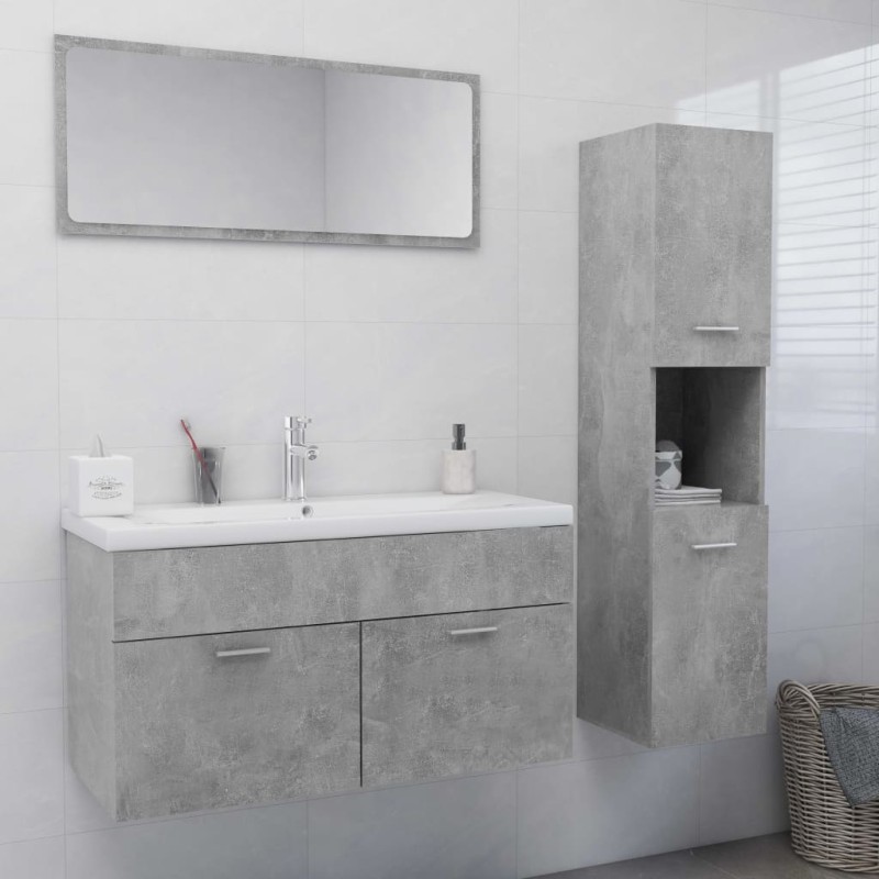 vidaXL Juego de muebles de baño madera de ingeniería gris hormigón vidaXL Juego de muebles de baño madera de ingeniería gris hormigón