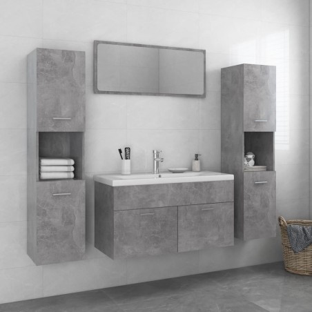 vidaXL Juego de muebles de baño madera de ingeniería gris hormigón